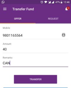 Transfer funds to Khalti