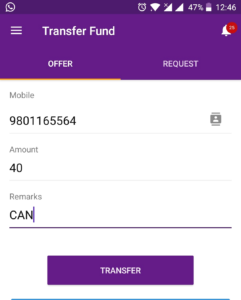 Transfer funds to Khalti