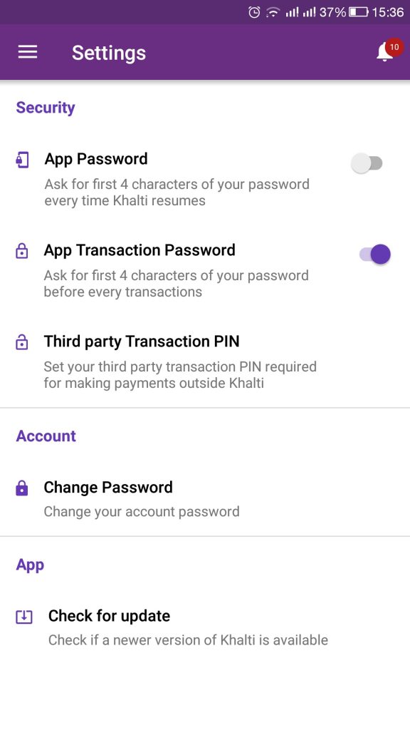 How to set up app transaction password on khalti digital wallet 
