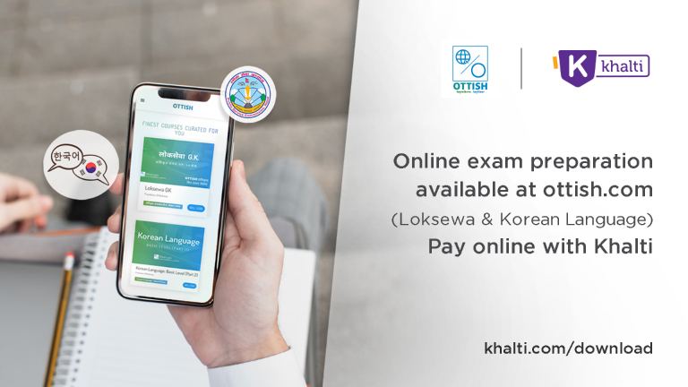 Ottish Starts Online Exam Preparation Courses in Nepal, pay enrollment fee from Khalti