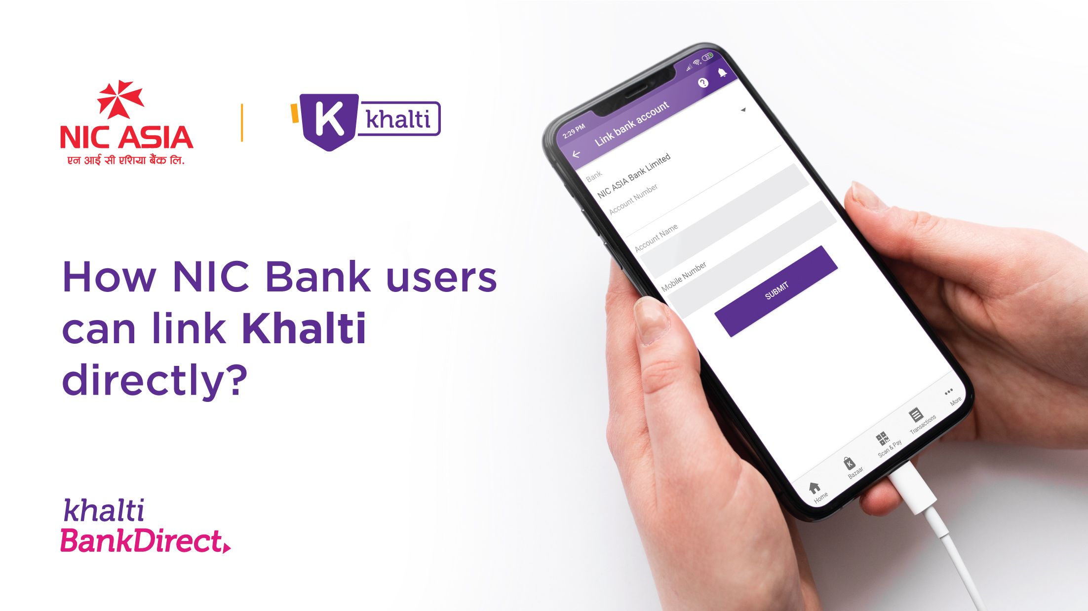 Now Link your NIC Asia bank account with Khalti Bank Direct!