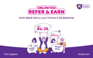 Khalti bank Direct refer and earn offer