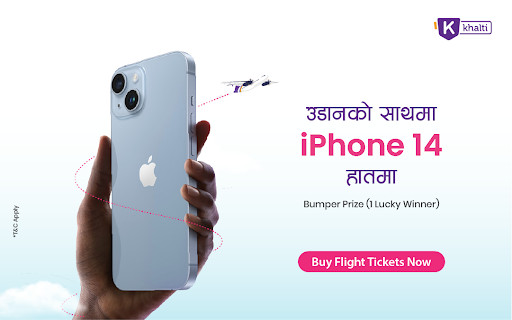 Khalti बाट Flight book गरि iPhone 14 जित्ने मौका