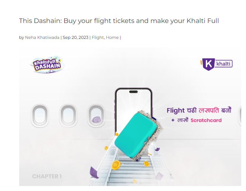 यो दशैँ मा Khalti बाट Flight Ticket Book गरि लखपति बन्ने मौका